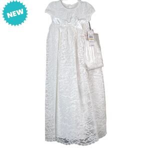 NWT Mia & Mimi White Christening Gown Dedication Dress 0-3 Months 3M Baby Girls